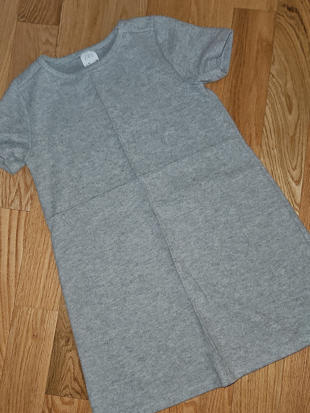 Zara Gray Short-Sleeve Seam-Front Dress